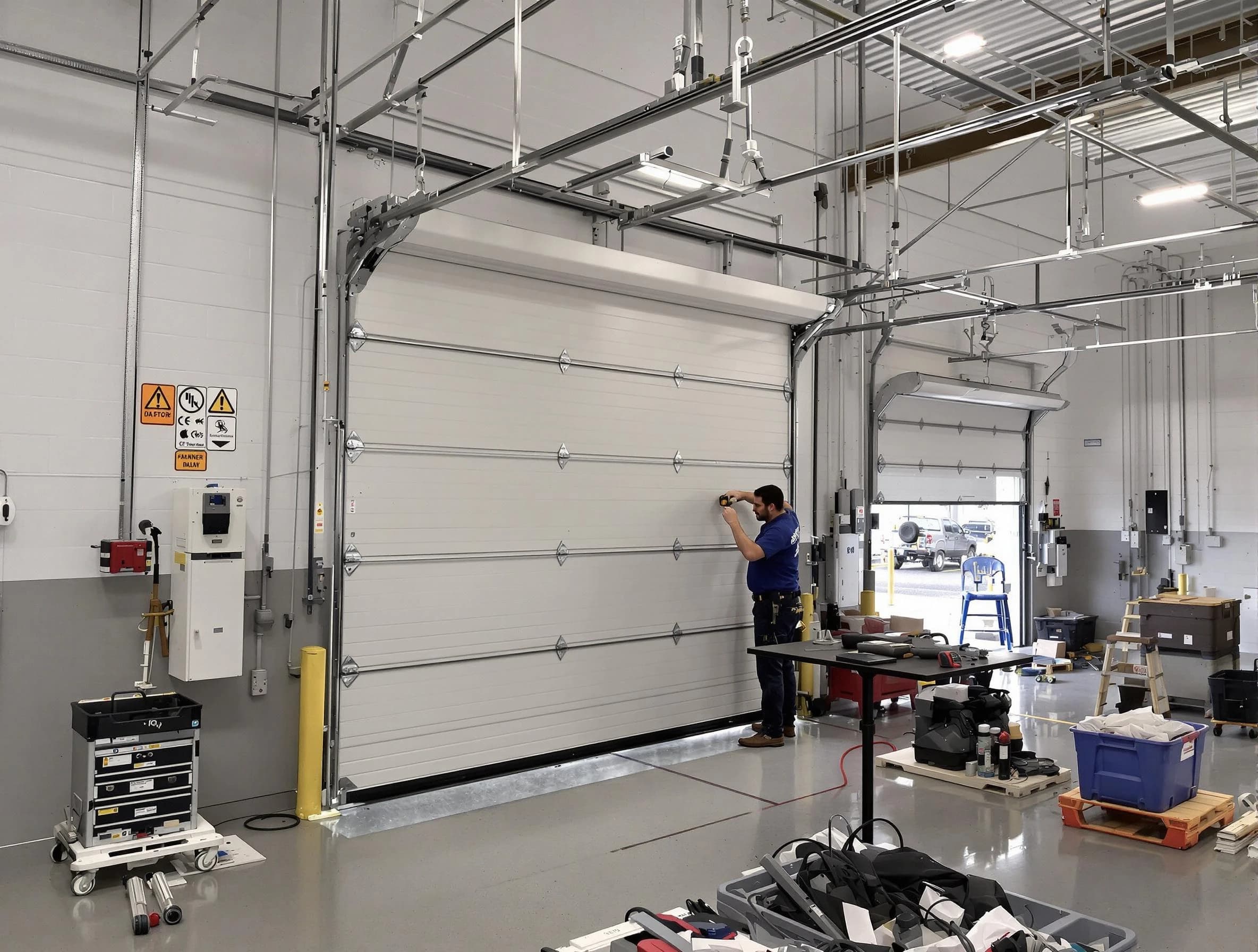 Commercial garage door repair being performed by Elizabeth Garage Door Repair expert in Elizabeth