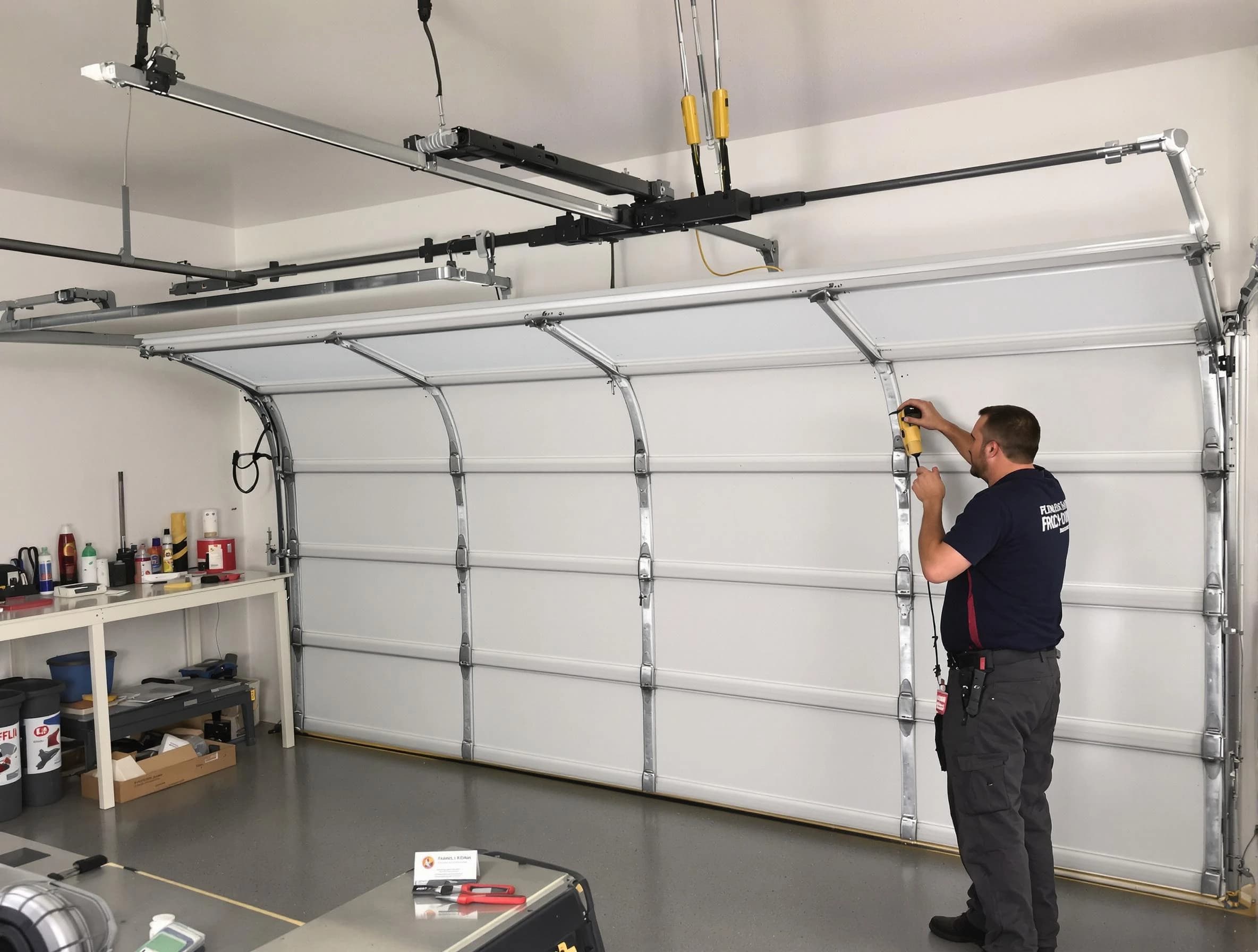 Elizabeth Garage Door Repair certified technician performing overhead door system repair in Elizabeth