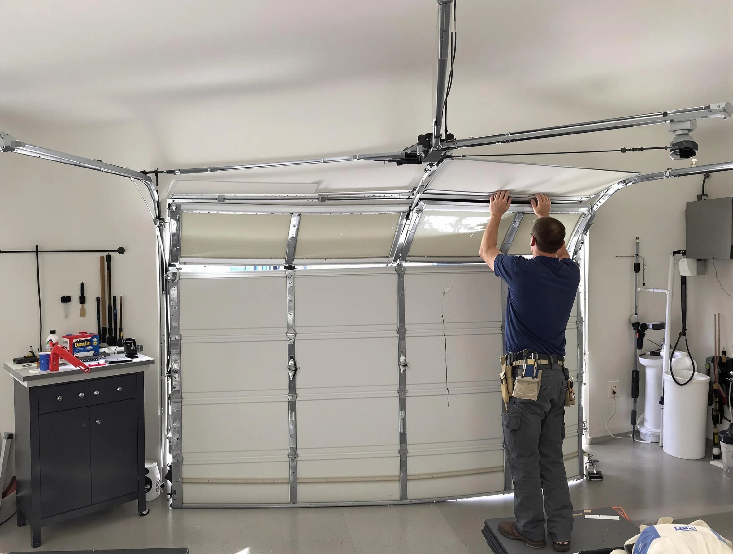 Elizabeth Garage Door Repair specialist performing precise section replacement on Elizabeth garage door