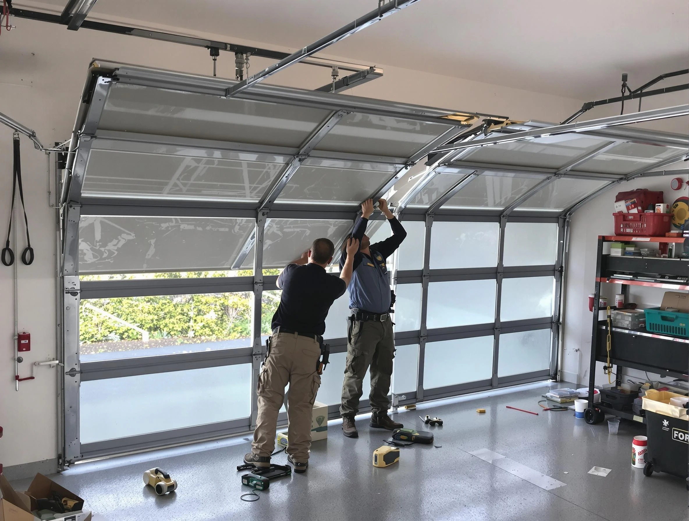 Elizabeth Garage Door Repair expert performing precise panel replacement on Elizabeth garage door
